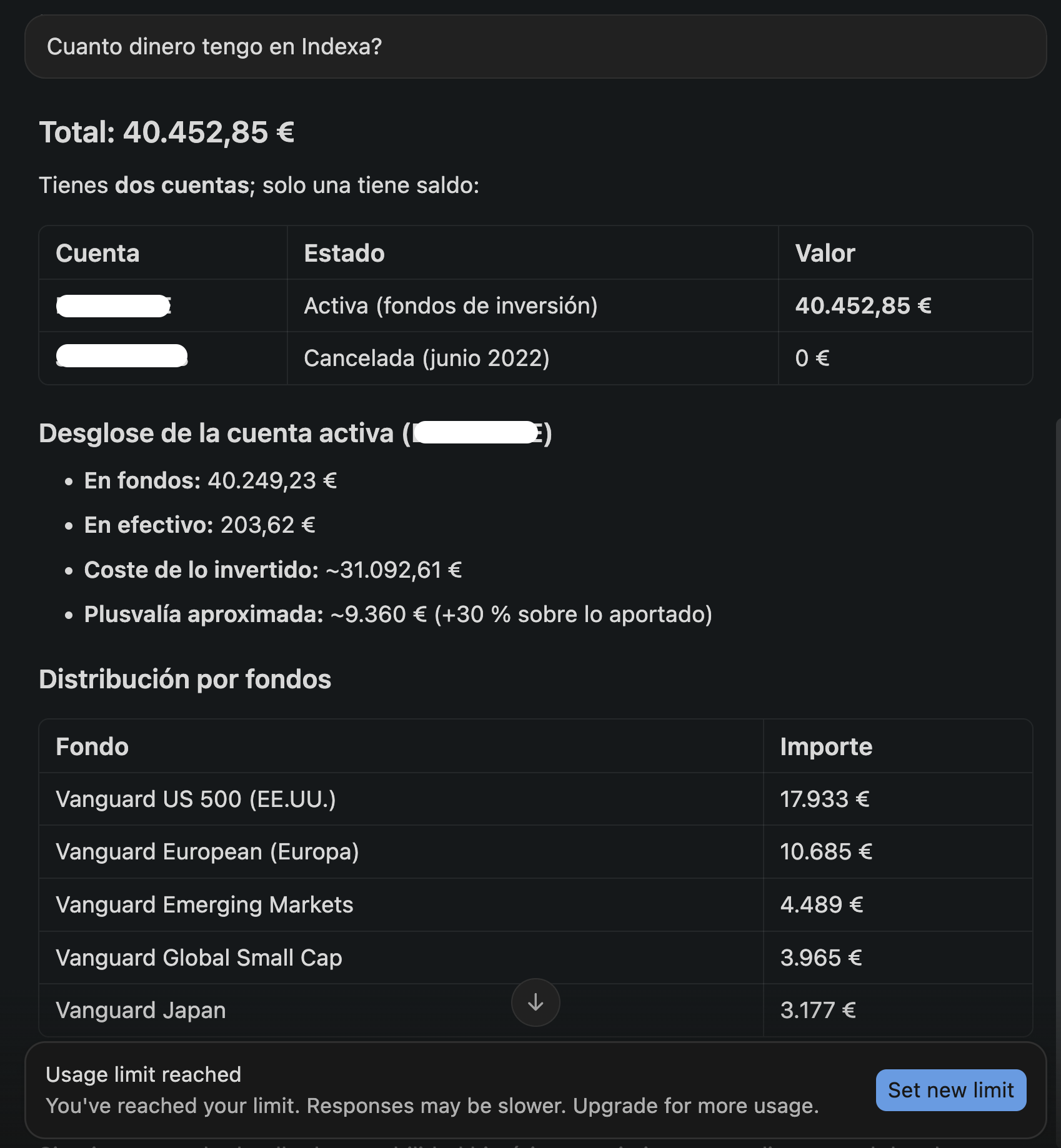 Ejemplo de conversación con el MCP de Indexa